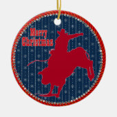 西ロデオカウボーイブルライディングクリスマス セラミックオーナメント (正面)