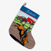 西ロデオカウボーイブルライド ラージクリスマスストッキング (正面 (吊り時))
