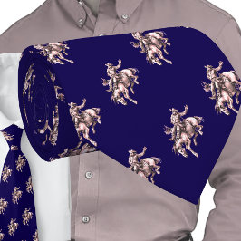 西ロデオカウボーイブロンクライダーブロンズオンブルー ネクタイ