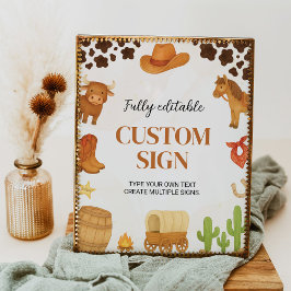 西ロデオカウボーイ誕生日パーティーテーブルサイン ポスター