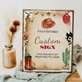 西ロデオカウボーイ1st誕生日パーティーテーブルサイン ポスター