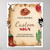 西ロデオカウボーイ1st誕生日パーティーテーブルサイン ポスター (正面)