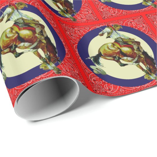 西ロデオヴィンテージカウボーイオンバッキングホース ラッピングペーパー (ロールコーナー)