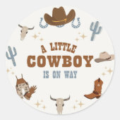 西ロデオ小さなカウボーイ赤ちゃんシャワー ラウンドシール (正面)