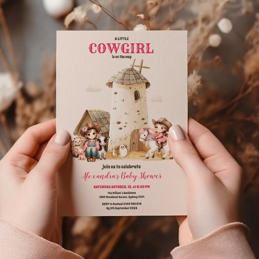 西ロデオ素朴ベイビーシャワー 招待状