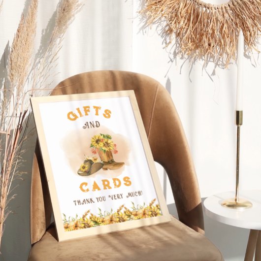 西ロデオ素朴赤ちゃんシャワーのギフトサイン ポスター