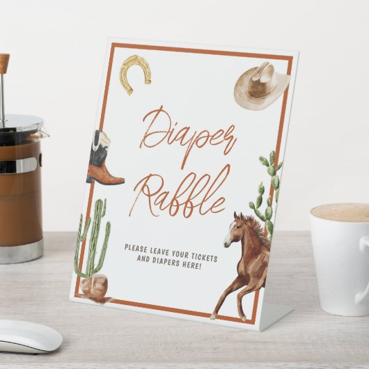 西ロデオ赤ちゃんシャワーおむつラッフルサイン 台座サイン (インサイチュ)