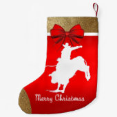 西ロデオ・カウボーイブル赤に乗る スモールクリスマスストッキング (裏面)