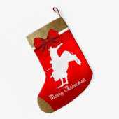 西ロデオ・カウボーイブル赤に乗る スモールクリスマスストッキング (裏面 (吊り時))