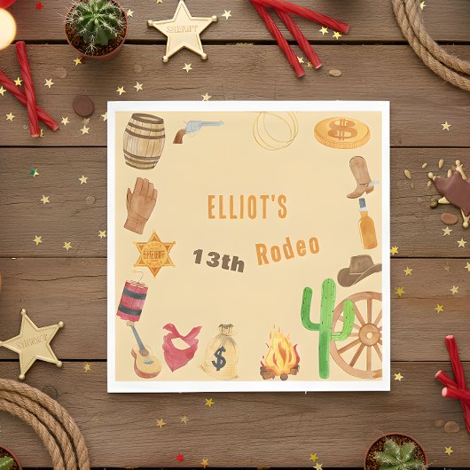 西ロデオ・カウボーイ誕生日 スタンダードランチョンナプキン