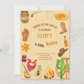 西ロデオ・カウボーイ誕生日 招待状 (正面)