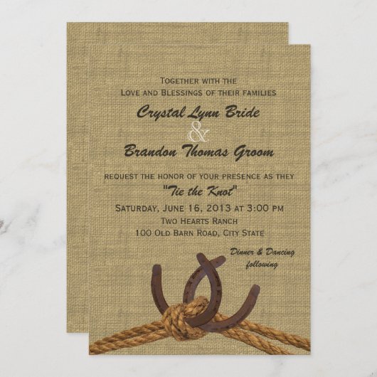 西ロープと馬蹄形結婚の 招待状 (正面/裏面)