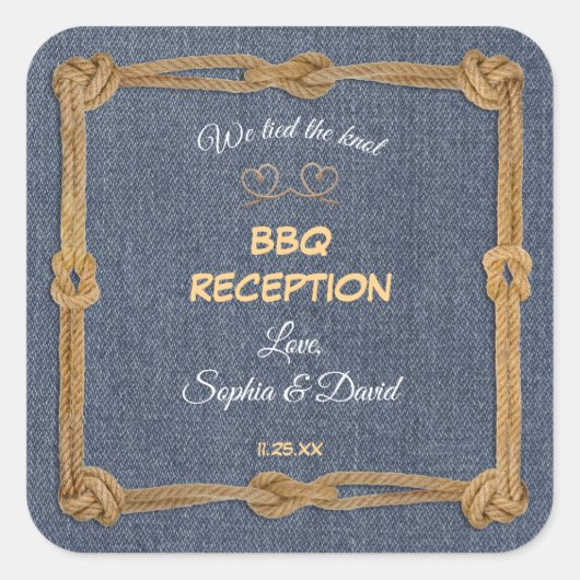 西ロープ我々結び目バーベキュー披露宴 スクエアシール (正面)