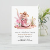 西ワイルドフラワーアドベンチャー女性のカーボーイベビーシャワー 招待状 (スタンド正面)