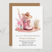 西ワイルドフラワーアドベンチャー女性のカーボーイベビーシャワー 招待状 (正面/裏面)