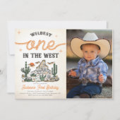 西ヴィンテージ砂漠カウボーイ1stバースデーフォト 招待状 (正面)