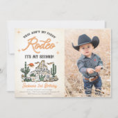 西ヴィンテージ砂漠ロデオ2nd誕生日の写真 招待状 (正面)