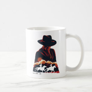 西世界 黒い砂漠のシルエットの男 コーヒーマグカップ