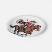 西乗馬ロデオ馬カウボーイサンタクリスマス ペーパープレート (アングル)