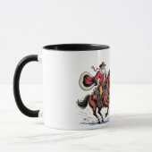 西乗馬ロデオ馬カウボーイサンタクリスマス マグカップ (左)