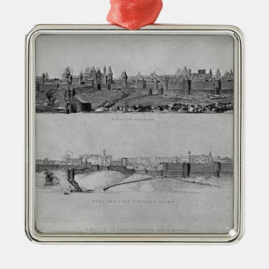 西側からのカルカソンヌの眺め メタルオーナメント (正面)
