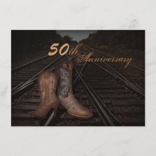 西側のカウボーイ50結婚周年を祝う鉄道 招待状