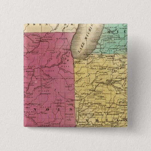 西側の州と上部ミシガンの地図 缶バッジ (正面)