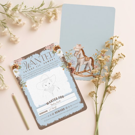 西側指名手配ポスター男の赤ちゃんシャワーゲームカード 招待状