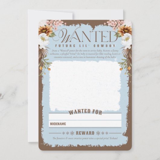 西側指名手配ポスター男の赤ちゃんシャワーゲームカード 招待状 (正面)