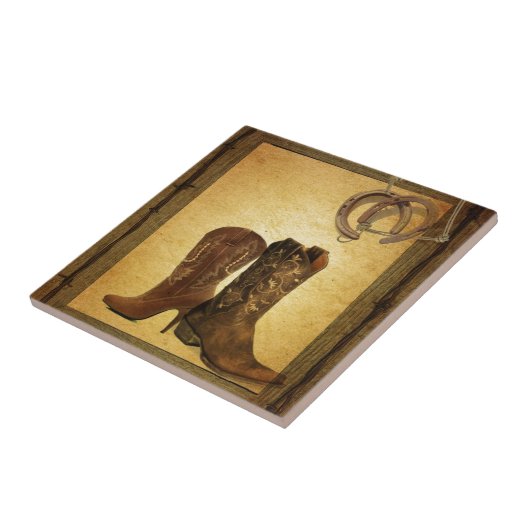 西初期の国の馬蹄用カウボーイのブーツ タイル (側面)