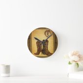 西初期の国の馬蹄用カウボーイのブーツ ラウンド壁時計 (ホーム)