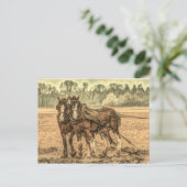 西初期の国農耕荷車を引く馬 ポストカード (スタンド正面)