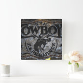 西初期の国馬カウボーイロデオ スクエア壁時計 (ホーム)