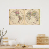 西半球と東半球 ポスター (キッチン)