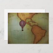 西半球の地図を熱気球が乗り越える ポストカード (正面/裏面)
