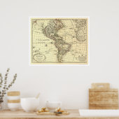 西半球の地図1780 ポスター (キッチン)