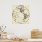 西半球の地図 ポスター (キッチン)