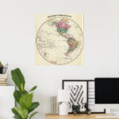 西半球の地図 ポスター (ホームオフィス)