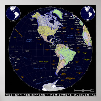 西半球の地図 ポスター