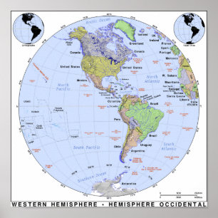 西半球の地図 ポスター