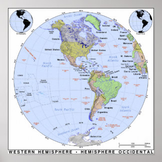西半球の地図 ポスター
