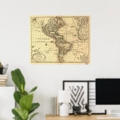 西半球の旧地図。フランスの 1780 ポスター (ホームオフィス)