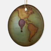 西半球スチームパンクの地図と熱気球 セラミックオーナメント (左)