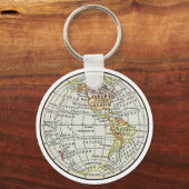 西半球マップグローブトラベルアート キーホルダー (正面)