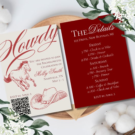 西図解入りの、写真付きの赤バチェロレッテ日程 招待状