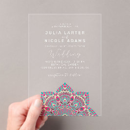 西太平洋異形オーバルクラシックマンダラ結婚ズ アクリル招待状