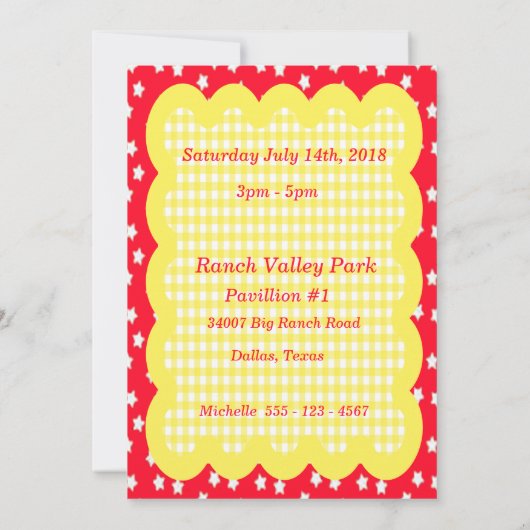 西女性のカーボーイと馬の誕生日パーティーの招待 招待状 (裏面)