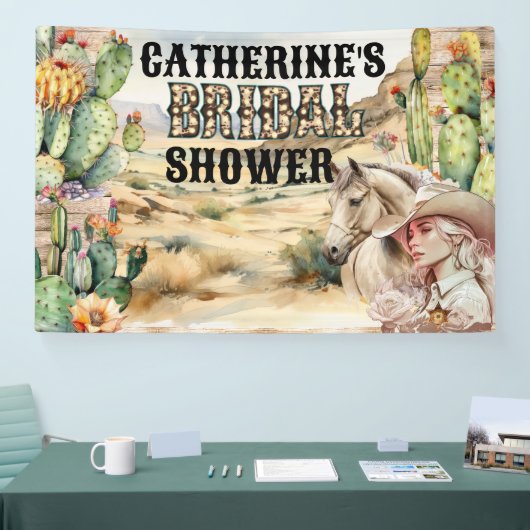 西女性のカーボーイイン砂漠ブライダルシャワーシック 横断幕 (トレードショー)