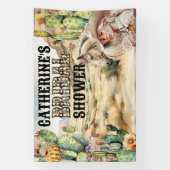 西女性のカーボーイイン砂漠ブライダルシャワーシック 横断幕 (縦)