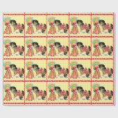 西女性のカーボーイキッド馬ギフト包装紙 ラッピングペーパー (フラット)